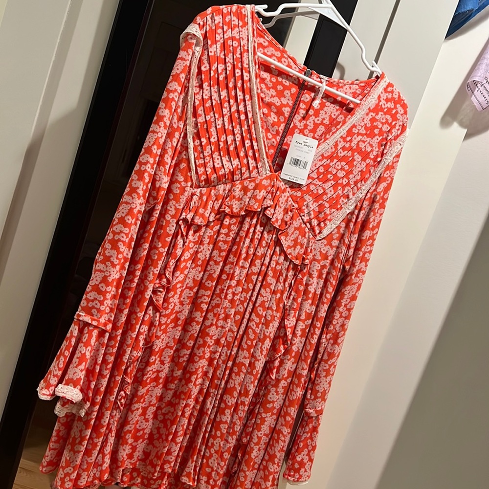 NWT Free People Long Sleeve Bohemian, Cottage-Chic Dress